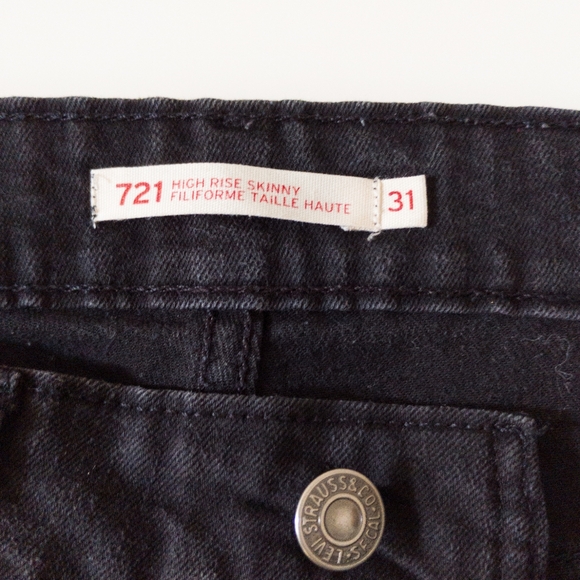 Levi's 721 High Rise Skinny Jeans Black Size 31 - Picture 4 of 11